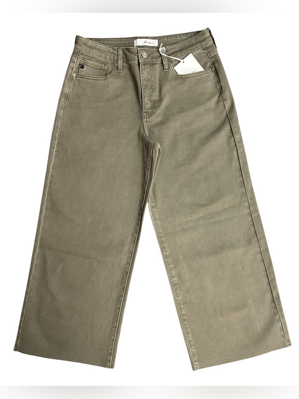 KanCan Take A Guess Mocha Olive Wide Leg Crop Jeans Stretch Sz 6 NWT!
